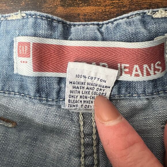 GAP Women's Drawstring Wide Leg Jeans Size 16 Blue Denim Casual Coastal Preppy - Picture 6 of 8